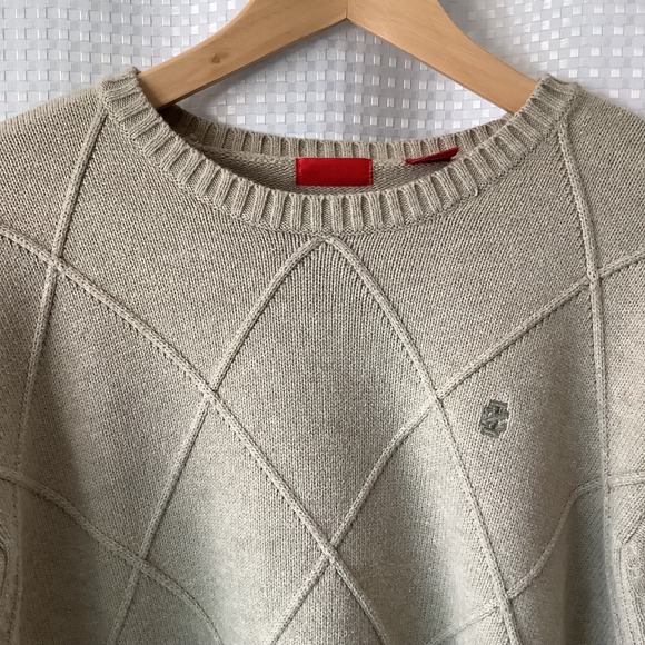Izod Mens Argyle Patterned Crewneck Sweater Beige XXL - Picture 2 of 10